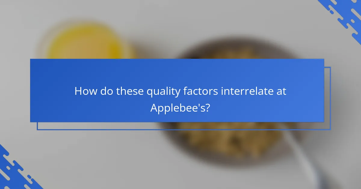 How do these quality factors interrelate at Applebee's?
