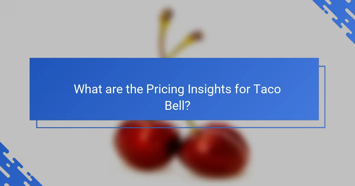 What are the Pricing Insights for Taco Bell?