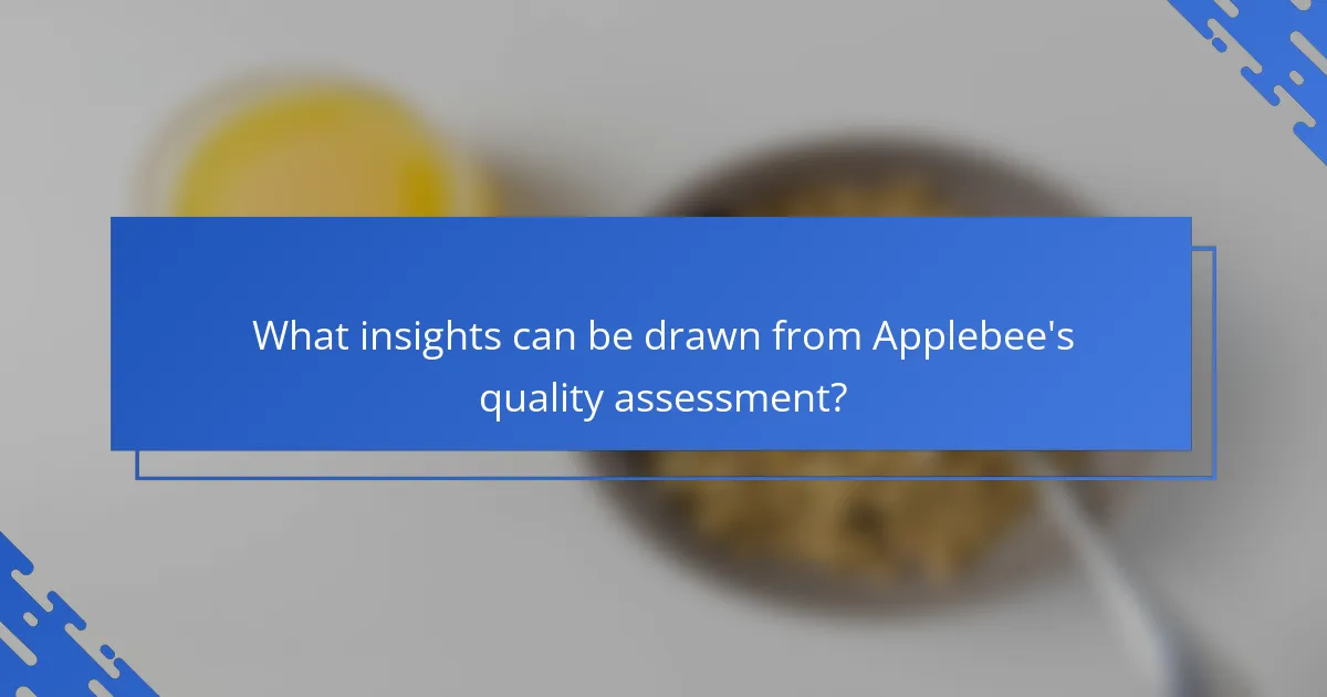 What insights can be drawn from Applebee's quality assessment?